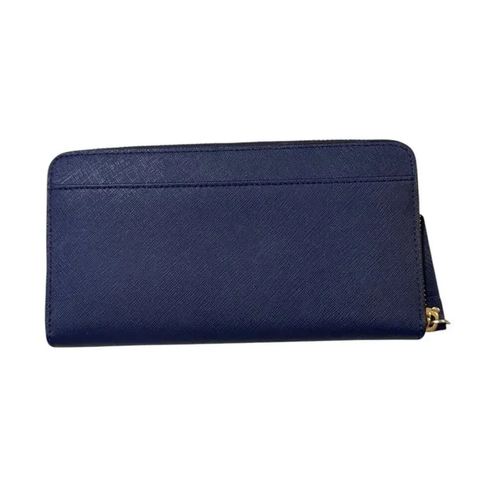 Kate Spade Newbury Lane Neda Zip Wallet Indigo Blue Saffiano Leather